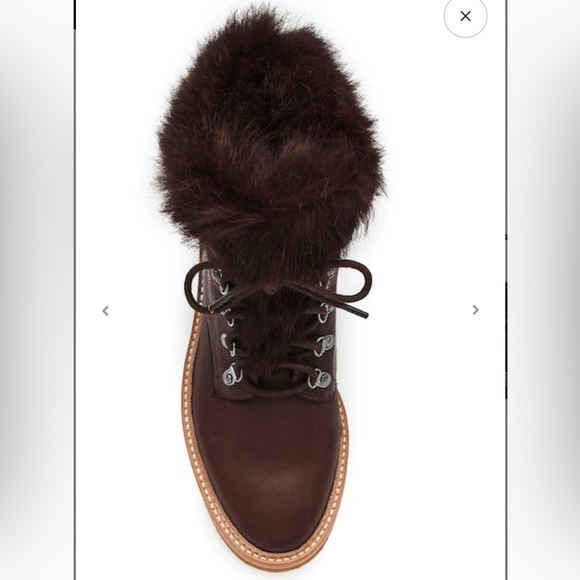 NWT Botkier Mocha Winter Combat Genuine Leather & Fur Lace Up Boots - Sise 7.5 - Picture 5 of 12